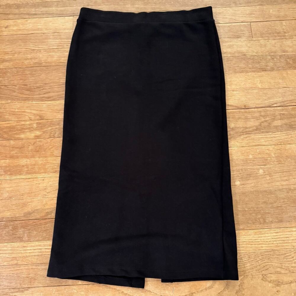 Zara black pull on sweatshirt material maxi pencil skirt size large L
 b50